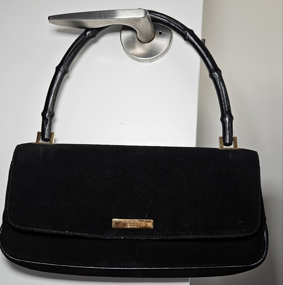 Gucci suede bag with black wood handle - Picture 2 of 10